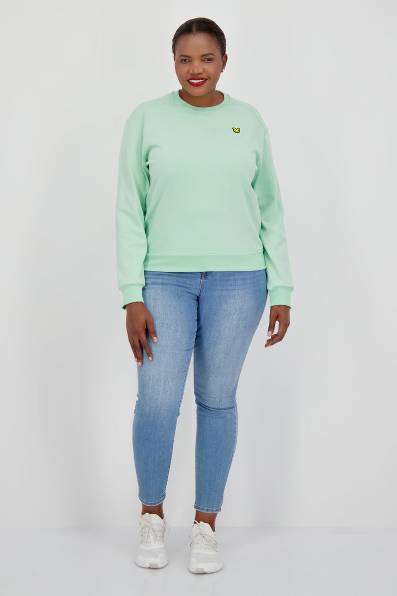 Lyle & Scott Women Crew Neck Brand Logo Long Sleeve Sweatshirts, Light Green - Image 3
